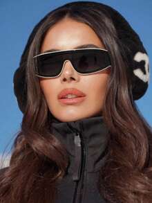 1副复古猫眼时尚眼镜，百搭女士时尚眼镜，适合日常佩戴、街头摄影、度假、夏季海滩、返校季等场合。 - 黑色 - 查看 6