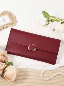 Burgundy Bag Charry Red Bag Wine Red Bag,Fashionable Women's Long Wallet, Coin Wallet, Triple Fold Multi Card Slot Large Capacity Multifunctional Wallet, Women's Elegant Folding Card Slot And Zipper Pocket - Burgundy - View 5