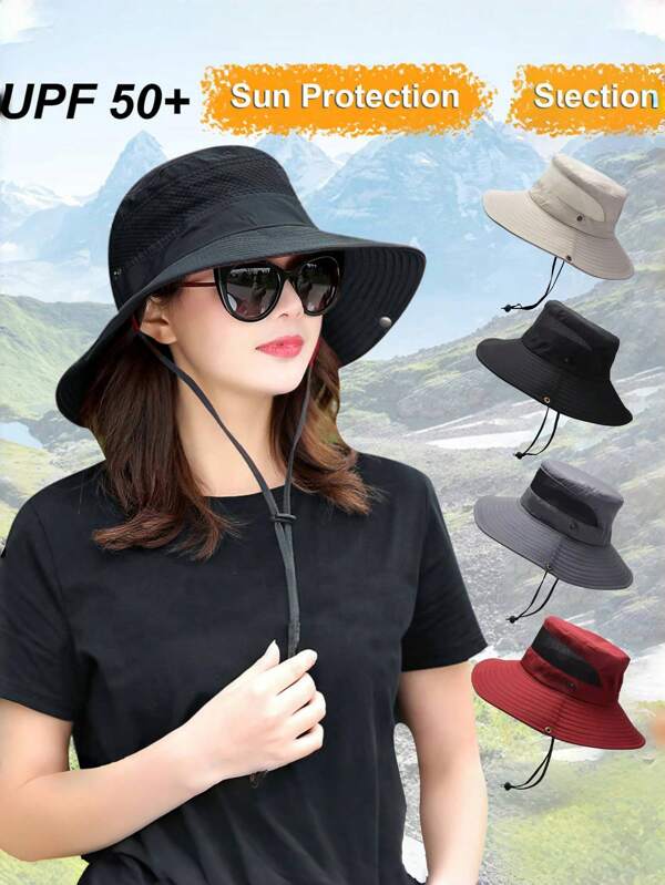 1pc Unisex Wide Brim Bucket Hat | Daily Sun Protection Hat - UPF50+ Sun Protection, Adjustable, Windproof & Water-Resistant