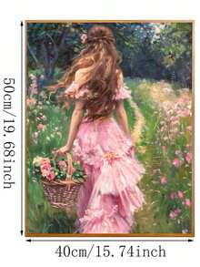 طقم DIY للرسم بالأرقام بموضوع "فتاة تقطف الزهور"، مناسب لديكور غرفة النوم وديكور الحائط الفني، طريقة رسم بسيطة وممتعة بدون الحاجة لأساسيات الرسم، حقق حلمك كفنان وانغمس في عالم الألوان، كل لمسة فرشاة هي تعبير عن النفس، إضافة رومانسية للحياة، هدية مثالية للعائلة والأصدقاء، مقاس 40*50 سم - وردي مغبر - مشاهدة 2