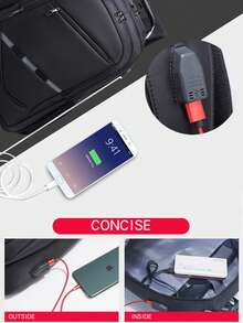 Men's And Women's Business Commuter Travel Backpack, Multi-Functional USB Interface Rechargeable Large Capacity Laptop Bag - Blue - View 8