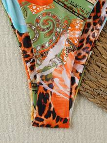 新款春夏性感印花女士比基尼泳衣，海滩度假派对约会 - 彩色 - 查看 5