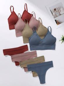 4pcs/Set Wireless Breathable Comfort Bras With Racerback - Multicolor - View 2