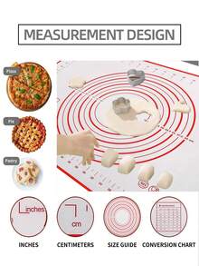 1 件 - 铂金玻璃纤维硅胶揉面垫，防滑硅胶糕点垫（带刻度），不粘烘焙工具垫。用途广泛，可用于制作糕点、面条、马卡龙、面包等。 - 彩色 - 查看 9