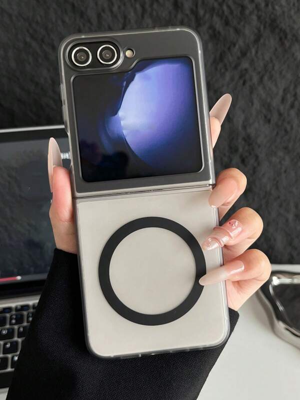 Luxury Matte Magnetic Transparent Case Compatible With Samsung Galaxy Z Flip 6 5 4 3 Flip 6 Clear Shockproof Hard Slim Cover