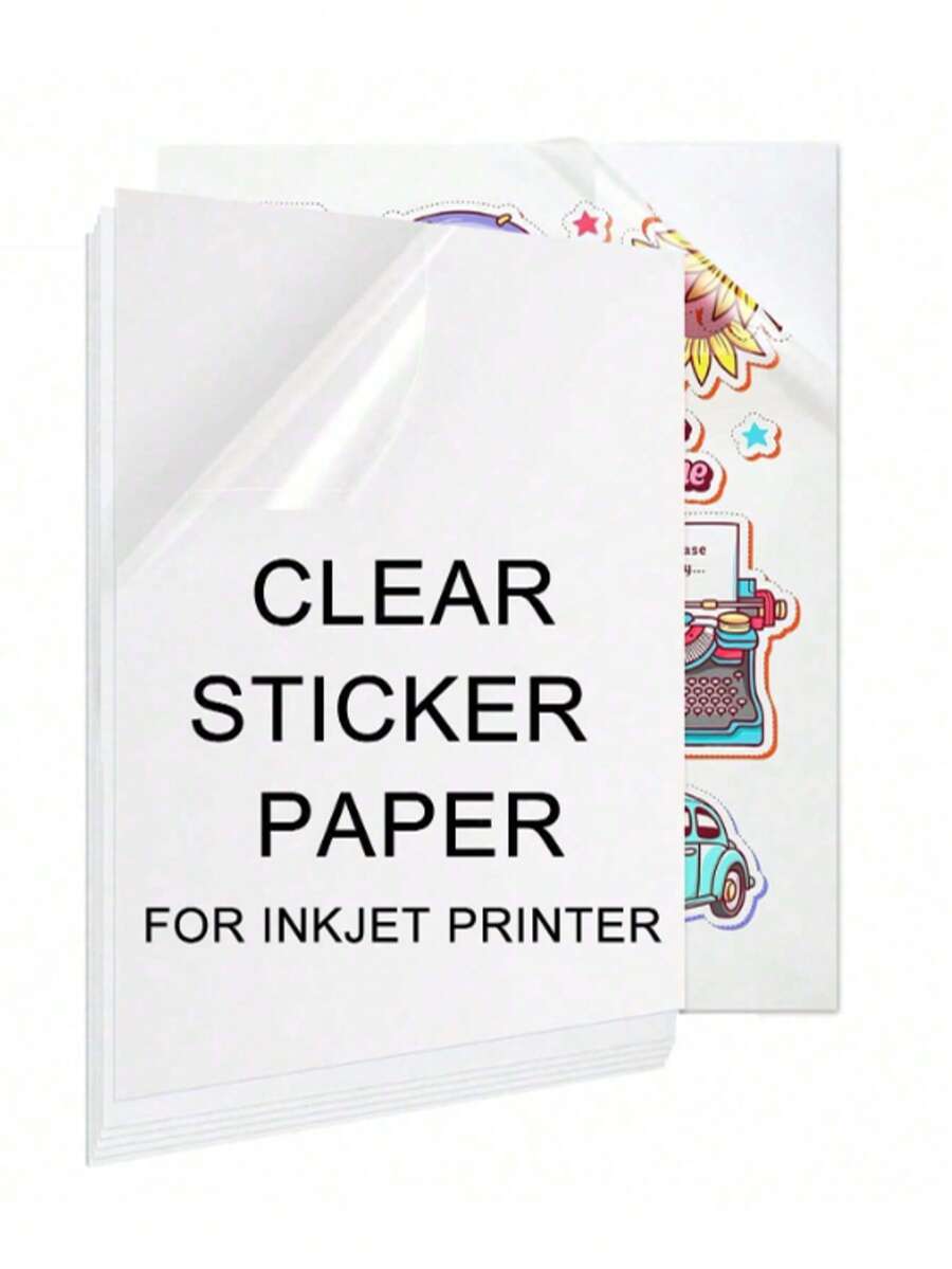 A4 Size 20 Sheets Printable Vinyl Sticker Paper For Inkjet Printer 100% Clear Transparent Non-Waterproof Decal Paper Self-Adhesive Sheets 8.3"X11.7"- Dries Quickly And Holds Ink Beautifully - Multicolor - View 1