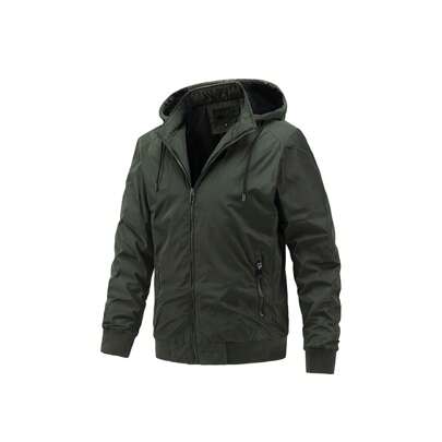 Mens Jackets Fashion Simple Slim Fit Solid Color Pocket Decoration Cardigan Long Sleeve Hooded Coat
