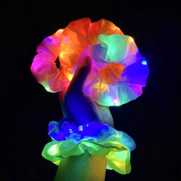 Scrunchies luminosos con forma de colon con 3 modos de luz LED, bandas de pelo neón, lazos de pelo, diadema