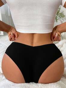 5条装V型无痕内裤女士无缝内裤三角裤性感纯色冰丝内裤简约透气三角内裤内衣弹力透气三角裤休闲内裤