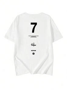 Women's Loose Fit Round Neck T-Shirt With Digital And English Print, Versatile For Spring/Summer - White - View 3