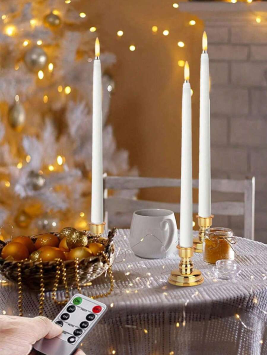 Set de 6 piezas/12 piezas Velas de cono sin llama con efecto parpadeante con/sin control remoto y temporizador, Velas de té a pilas, Velas falsas duraderas como regalo, Velas falsas, Decoración del hogar, Decoración de bodas, Velas LED, Fiesta, Luces de vela de cera falsa para graduación, vuelta al cole, Halloween, Navidad, Día de la Madre, Fiesta de cumpleaños, Día de San Valentín