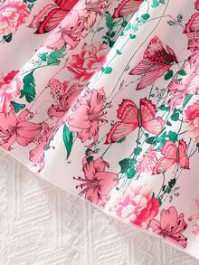 Tween Girls' Ruffle Hem Digital Butterfly Print Cinched Waist Waist Dress - Pink - View 6