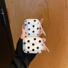 Apple Bluetooth Earphone Case Compatible With AirPods 1/2/3 & AirPods Pro/Pro2, Polka Dot Design, Semi-Transparent Matte Finish With Black Dots, Protective Case