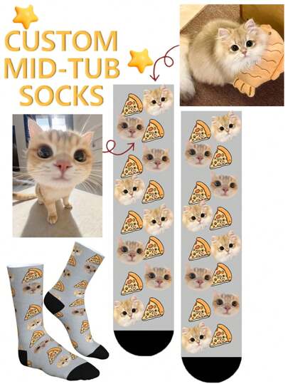 1 Paar Maßgeschneiderte Paar-Socken, personalisierte Neuheitssocken mit Ihren eigenen Bildern von einem gutaussehenden Mann oder einer schönen Frau, süßen Tieren, Hunden und Kätzchen. Süße Paarsocken, tolle Geschenke für Valentinstag, Geburtstage und andere Anlässe, Hunde, Hunde