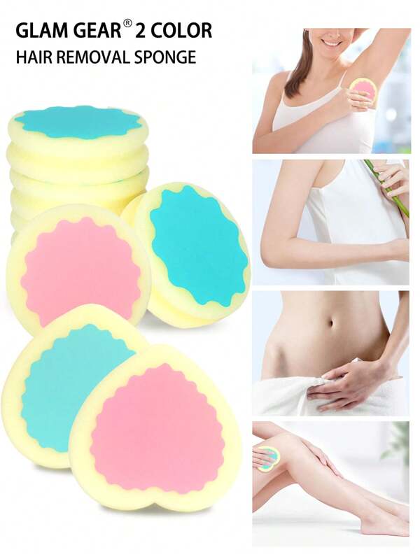 Set de 12 piezas Dispositivo de depilación indoloro con forma de corazón, esponja para exfoliación de la piel y eliminación del vello, lavable, equipo de depilación, dispositivo de depilación física, mousse de depilación para axilas, manos, piernas, apto para hombres y mujeres, esponja de depilación para el hogar para una piel suave