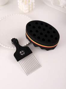 2pcs Hairdresser's Hair Brush & Sponge, African Twist Hairstyling Tools, Coils, Dreadlock Sponge Brush Locks Curly Hair Coil Wave Hair Care Tools,Back To School,Travel Holiday Essentials,Hair Accessories For Women,Slick Back Brush,Barber Accessories,Hair Dryer,Hair Dryer,Hair, Accessories, Hair Products, Hair Tools, Hair Stuff, Hair Care, Curly Hair Brush, Barber, Barber Accessories, Hairdressing Equipment,Travel Essentials,Travel Essential,Hairstyle,Hairdressing,Hair,Travel,Hair Products,Hair Tools,Hair Stuff,Barber,Barber Accessories,Barbershop,Hairdressing Equipment - Multicolor - View 4