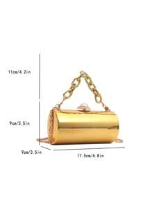1 pieza Bolso de hombro redondo de cadena de alta calidad y moda, bolsa de cosméticos de lujo versátil