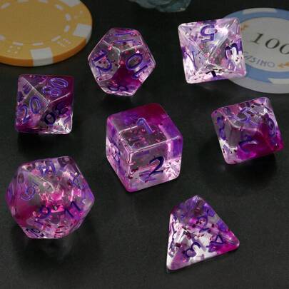 7pcs Acrylic Transparent Multifaceted Dice, Board Game Dice For Home Gatherings And Parties
