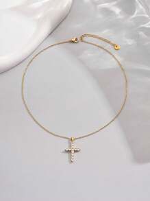 LIEBEIRIS 1 Stück 18K vergoldete minimalistische Kreuz Kristall Halskette, geeignet für den täglichen Gebrauch von Frauen und als Geschenk