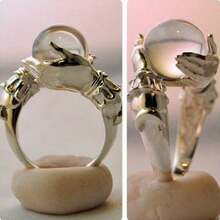 A New Retro Inlaid Imitation Crystal Ball Wrapped Bead Creative Ring, Exquisite And Fashionable Women's Decorative Ring, Suitable For Daily Wear - CR6380 White Beads - View 1