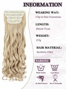 Clip In Hair Extensions, 20 Inch Long Wavy 4PCS Hair Extensions Natural Soft Synthetic Fiber High Temperature Heat Resistance Clip In Hairpieces For Women Weddings Party Daily Use