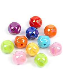[10 颗彩虹扭珠] 随机款式彩色亚克力多面扭珠，16 毫米，彩虹色，乳白色，糖果色 DIY 珠宝制作用品，适用于手机吊饰、手链、项链 - 串珠套件 - 彩色 - 查看 7