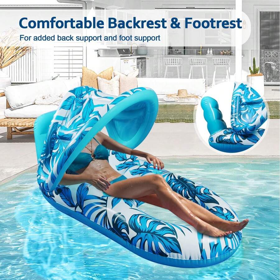 1pc Inflatable Floating Island With Sunshade Canopy