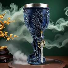 Nuevo vaso de cristal con estrás con diseño de pterosaurio y dragón al estilo occidental, taza de barra con textura 3D de resina y acero inoxidable, taza creativa, opciones de varios colores, regalo premium - Multicolor - Ver 2