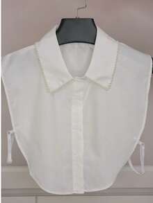 1pc Fashionable Handmade Faux Collar With Pearl Decoration - White - View 2