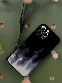 1 pièce Coque de protection en TPU noire avec motif à flamme couleur froide et 1 pièce Cordon tour de cou avec fermoir grenade noir, compatible avec les smartphones iPhone/Android, y compris iPhone 16 Pro Max, Galaxy A14, A54, A52, A31 4G, A23, Redmi Note 8 Pro, Note 11 Pro 4G, Note 12 4G, OPPO A54 - Multicolore - Voir 5