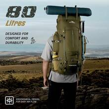 80L Travel Backpack Camping Hiking Rucksack Trekking Bag For Men & Women With Water Proof Rain Cover/Shoe Compartment BHK001 - Olivegreen - View 7