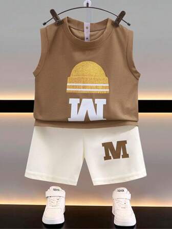New Children's Summer Vest Set 3-8 Years Boys Clothing Sets Sleeveless T-Shirt Shorts Korean Version Fashion Casual Sportswear Two Pieces Outfit