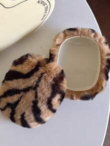 Zebra Pattern Earmuff Headphone Protector Cover - Soft Black/White & Brown Fur Covered - Fits For (Wild Style) - Black Brown - View 7