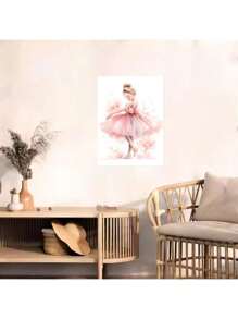 1/6PCS Optional Frame Posters Wall Arts Modern Pink Ballerina Girl Unicorn Butterfly Poster Kids Room Decorative Posters Wall Bedroom Decor ,Wall Art With Frame