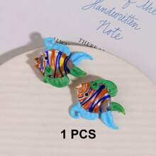 1/3/6/12/24/48 piezas Peces tropicales de dibujos animados, artesanía de vidrio fundido, colgante DIY para collar, ropa, decoración colgante, accesorios, decoración del hogar y festividades