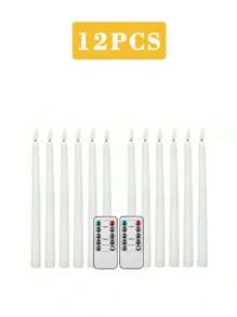 Set de 6 piezas/12 piezas Velas de cono sin llama con efecto parpadeante con/sin control remoto y temporizador, Velas de té a pilas, Velas falsas duraderas como regalo, Velas falsas, Decoración del hogar, Decoración de bodas, Velas LED, Fiesta, Luces de vela de cera falsa para graduación, vuelta al cole, Halloween, Navidad, Día de la Madre, Fiesta de cumpleaños, Día de San Valentín