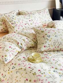 1pc Floral & Leaf Print Fresh Cotton Pillowcase, Suitable For All Seasons, Spring & Summer - Multicolor - View 10