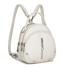 Mini Backpack For Women, PU Leather 3-In-1 Small Handbag Crossbody Shoulder Bag With Adjustable Straps, Top Handle, Multi-Pocket Design For Daily Use, Work, School, Travel Or As A Gift - Beige - View 7