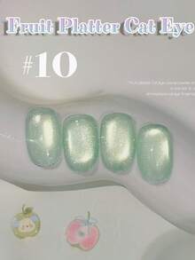 10毫升夏季流行水果沙拉猫眼凝胶指甲油，2025新款透明冰蓝、紫色、绿色玻璃珠美甲用品