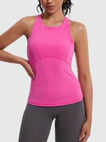 MathCat MathCat Débardeur de fitness dos croisé pour femme - Soutien-gorge intégré, col roulé, sport, yoga, gym