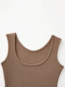 5pcs/Pack Simple Solid Color Women's Camisole, Round Neck Layering Seamless Tank Tops, Comfortable Stretch