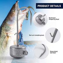 10pcs High-Quality Ned Rig Soft Baits Hooks - Durable PP & Lead Material, Anti-Jam Design, Suitable For Fishing And Hunting, With Anti-Slip Hook, Sharp Blood Groove, Suitable For Freshwater & Saltwater Salmon And Bass Fishing, Great Gift Recommendation For Vacation And Outdoor - Multicolor - View 2