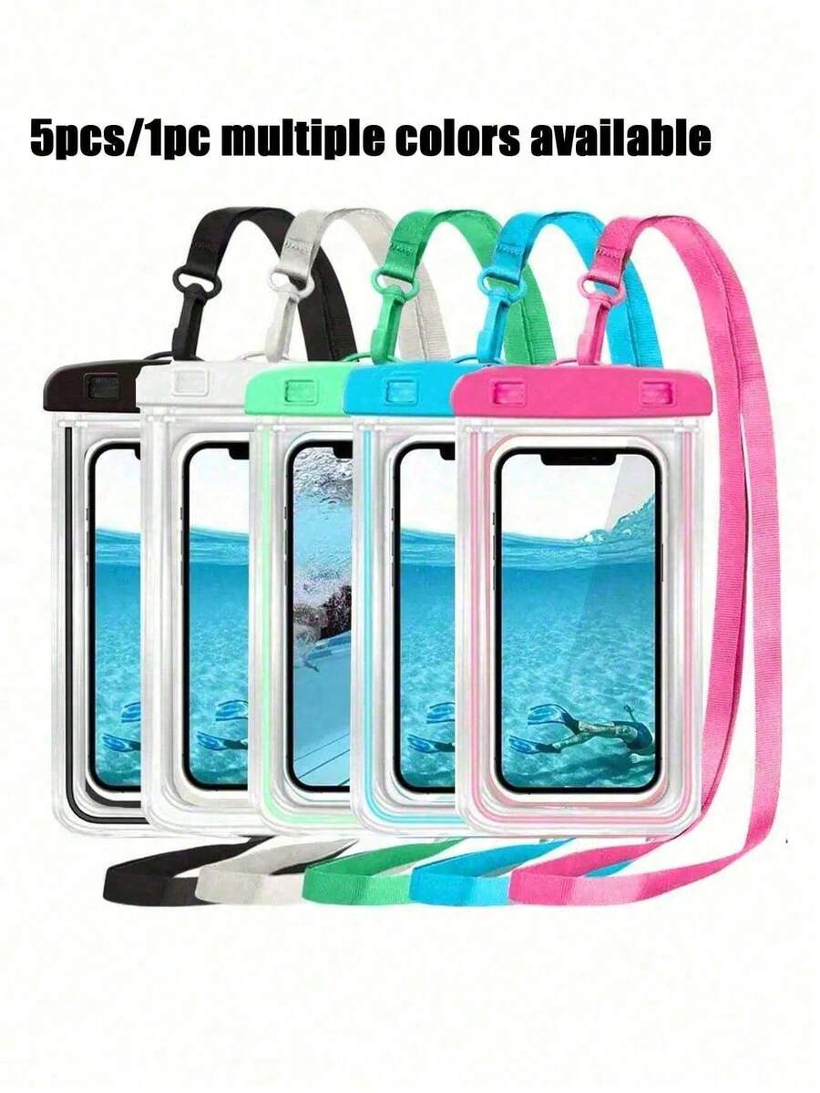 5pcs Waterproof Phone Case, Casual Waterproof Phone Pouch Cellphone Pvc Bag For Vacation Beach Sports Bag School Supplies School Stuff For School For Student(Random Cardboard) Purse Wallet For Outdoor Sport Summer Travel Holiday Swimming Pool - Multicolor - View 1
