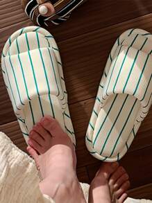 XIXITIAO Sandales rayées vintage intérieures XIXITIAO, sandales plates décontractées pour couples, absorbantes et respirantes, sandales de maison/salle de bain toutes saisons, sandales plates anti-dérapantes à blocs de couleurs pour femmes