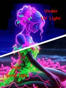 المطرز الإلهي المشع بضوء الأشعة فوق البنفسجية ذو الخلفية الداكنة والألوان الوردية والخضراء، فن الحائط الأسطوري للرقص والتأمل لغرفة النوم وغرفة المعيشة، ديكور بوهيمي من القماش