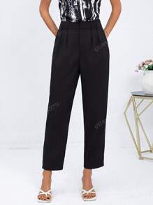2025 Damen Sommer einfarbige Pendler Taschen gerade Bein Lässig bequeme minimalistische Bundhose, Alltagskleidung
