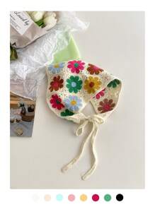 1 Stück Damen Sommer Strandschal, Boho-Stil gestrickter dreieckiger Kopfwickel, handgefertigter gehäkelter Stirnband, ländlicher Stil Kopfwickel Bandana Haartuch