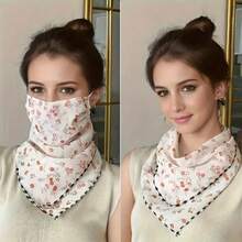 1 件女士透气丝绸防晒面罩 - 全面部、颈部和肩部保护防晒帽 - 适合夏季户外使用全脸透气网眼冰丝围脖适用于驾驶骑行、纯色休闲、沙滩帽、面罩、面罩、帽子女士轻质冰丝面罩围脖、弹性可调节户外骑行露营徒步保护罩、夏季