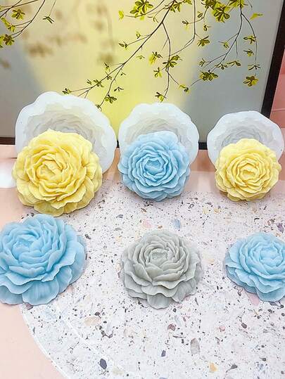 1pc Peony Rose Fragrance Candle Silicone Mold DIY Peony Silicone Mold For Plaster Aroma Stone Home Decor Silicone Mold