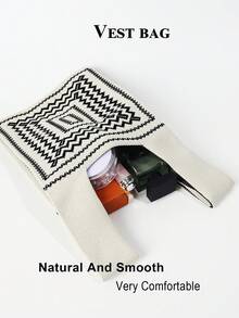 1 chiếc túi tote đan móc thoáng khí nhẹ có thể gấp lại, thích hợp để đựng điện thoại, mỹ phẩm, sách, thường ngày, thời trang, đi làm, mua sắm, chụp ảnh, ngoài trời, cắm trại, đi bộ đường dài, trở lại trường, du lịch, ngày lễ, mọi mùa, quà tặng của mẹ - trắng - Xem 3